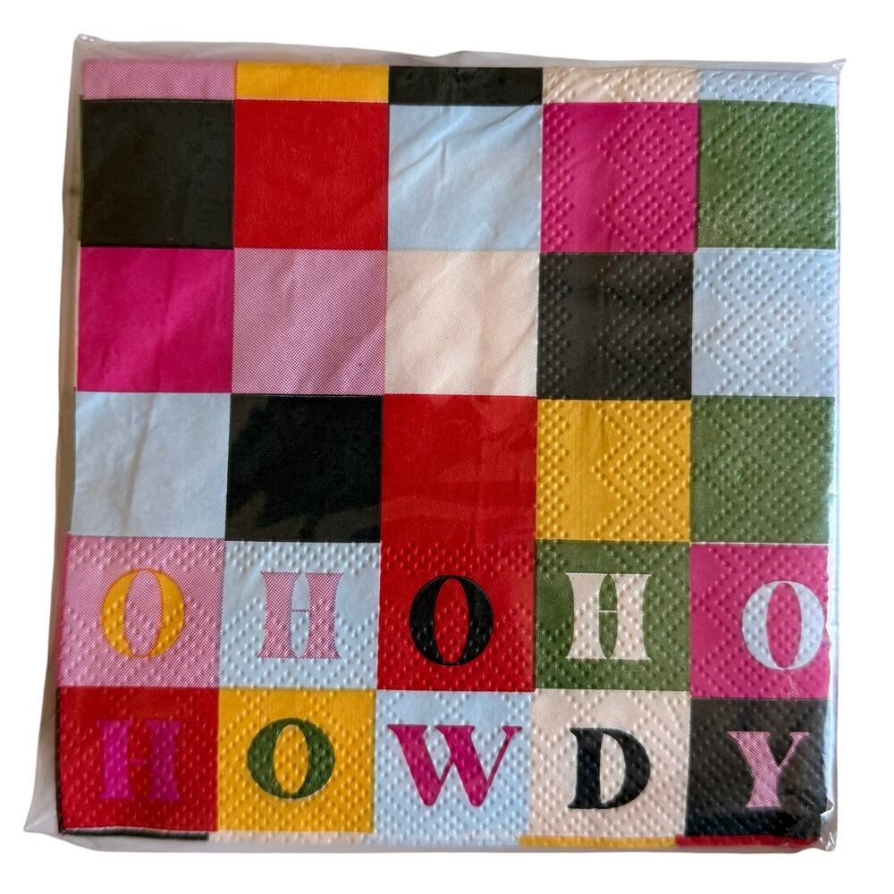 Red Shed Howdy Plaid Checkered Square Napkins NEW